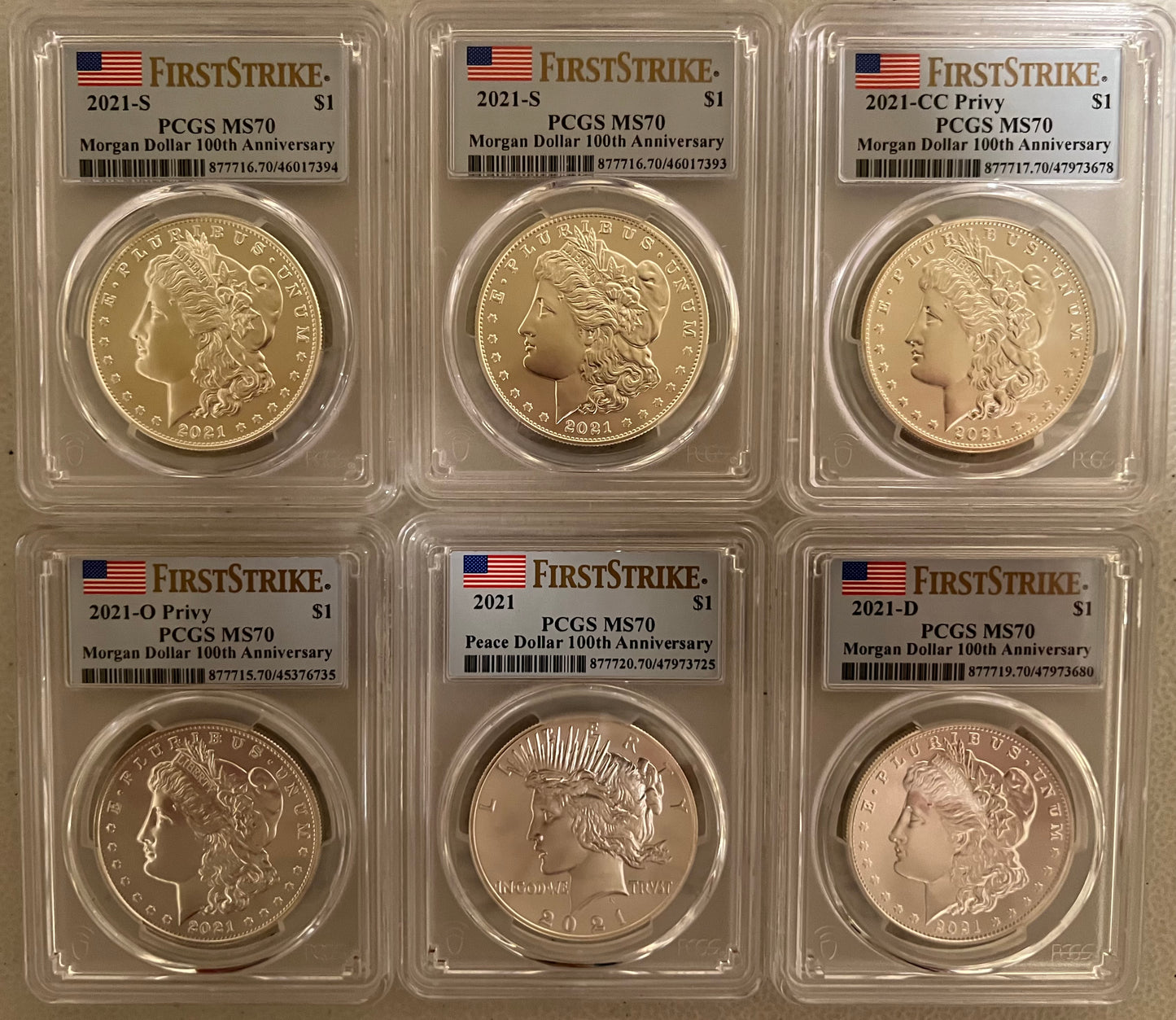 Morgan & Peace 2021 Silver Dollar PCGS Complete Set