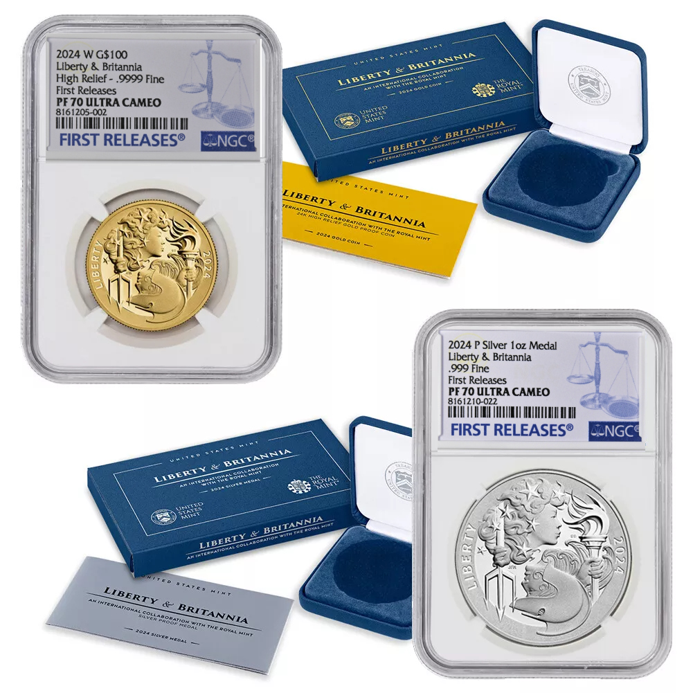 Liberty and Britannia Gold and Silver 2 Coin Set