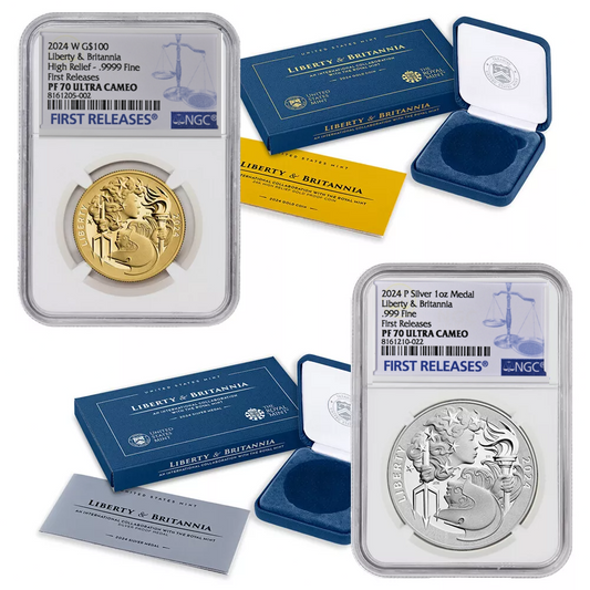 Liberty and Britannia Gold and Silver 2 Coin Set | escape