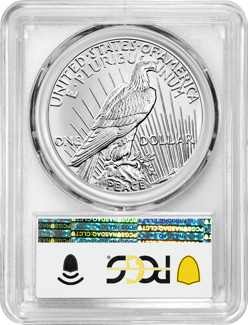 Peace silver coin is graded by PCGS